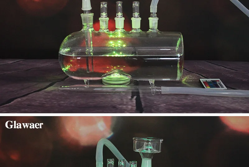 Glawaer горизонтальный большой стеклянный кальян с силиконовым шлангом светодиодный светильник база chicha narguile применение курительная бар Вечерние