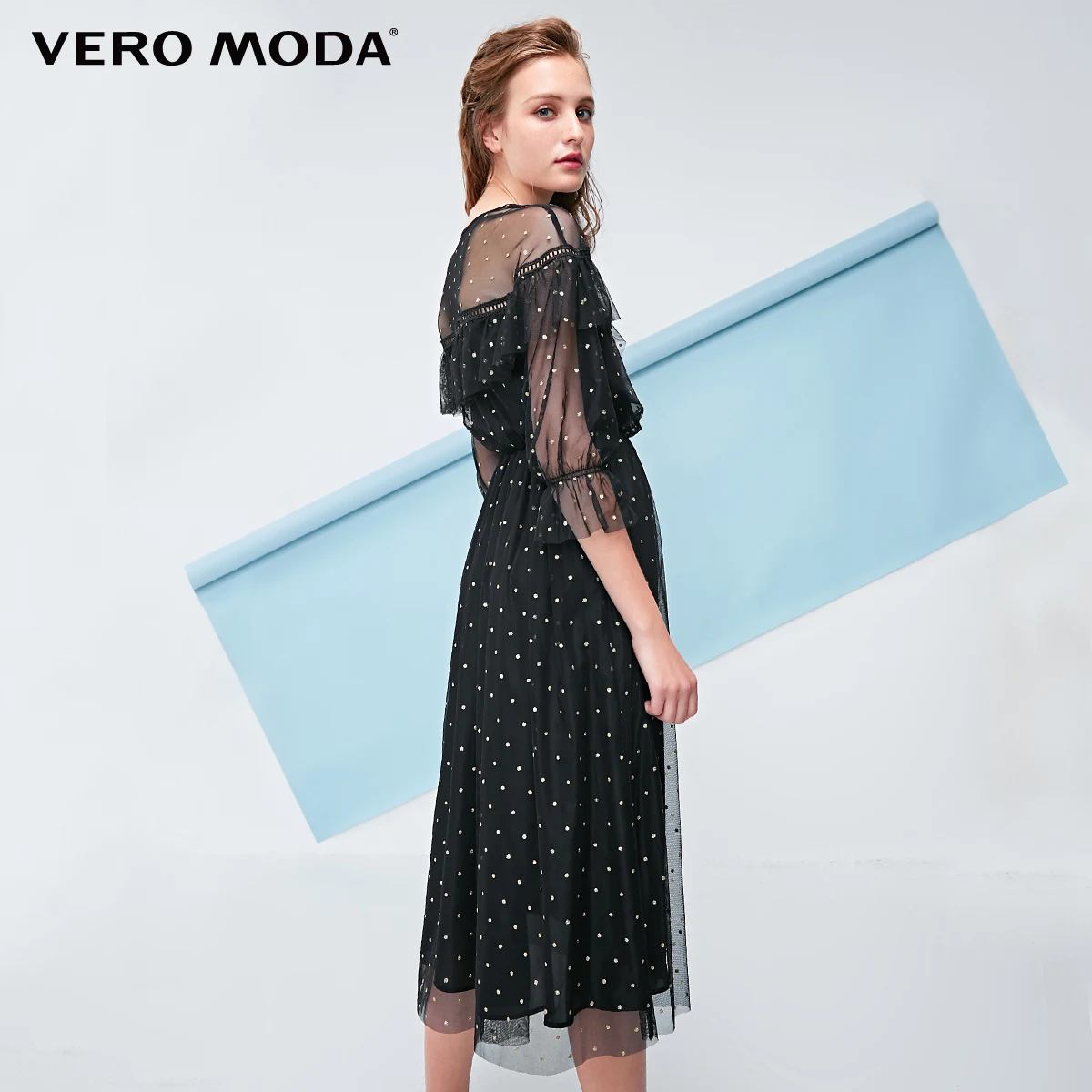 Vero Moda новые женские прозрачные Gauzy на шнуровке 3/4 рукава грудь высокая талия платье | 31847C503