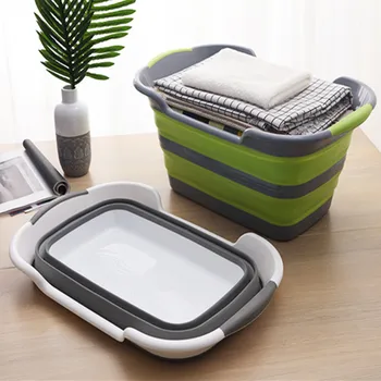 

Portable Bathtub Multifunctional Non-Slip Folding BathTub Child Pet Tub Creative folding hamper Storage Basket Thicken Washbasin