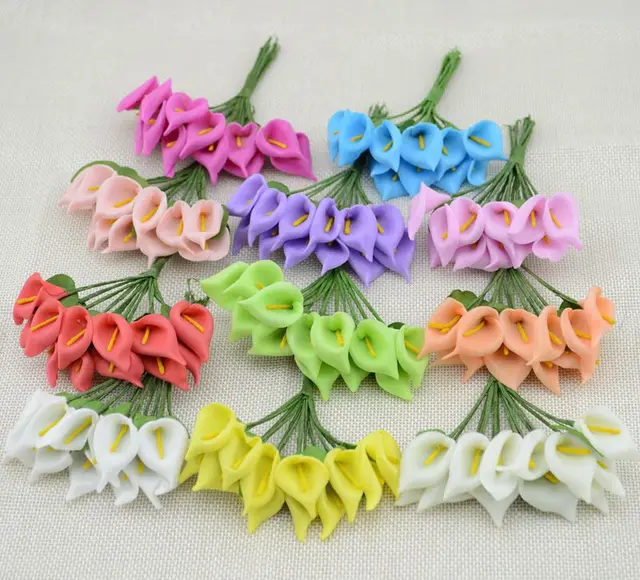12 pz Mini Schiuma Calla Handmake Artificiale Bouquet di Fiori Decorazione di Ce 12 pz Mini Schiuma Calla Handmake Artificiale Bouquet di Fiori Decorazione di Ce