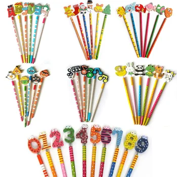 

Japanese and Korean style personality animal alphanumeric pencil creative student stationery prizes cartoon style wooden pencil