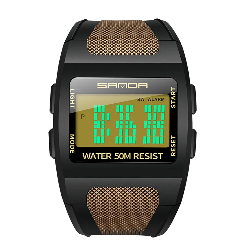 Творческий Для мужчин часы Прямоугольный циферблат наручные часы электронные цифровые спортивные модные ремень темпера Для мужчин t часы Relogio Masculino* E/качественно дизайн