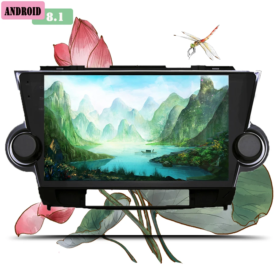 Excellent 10.1" HD IPS Display Android 8.0 Car Radio DVD Player music video gps navi tablet for Toyota Highlander 2009-2013 BT FM USB RDS 3