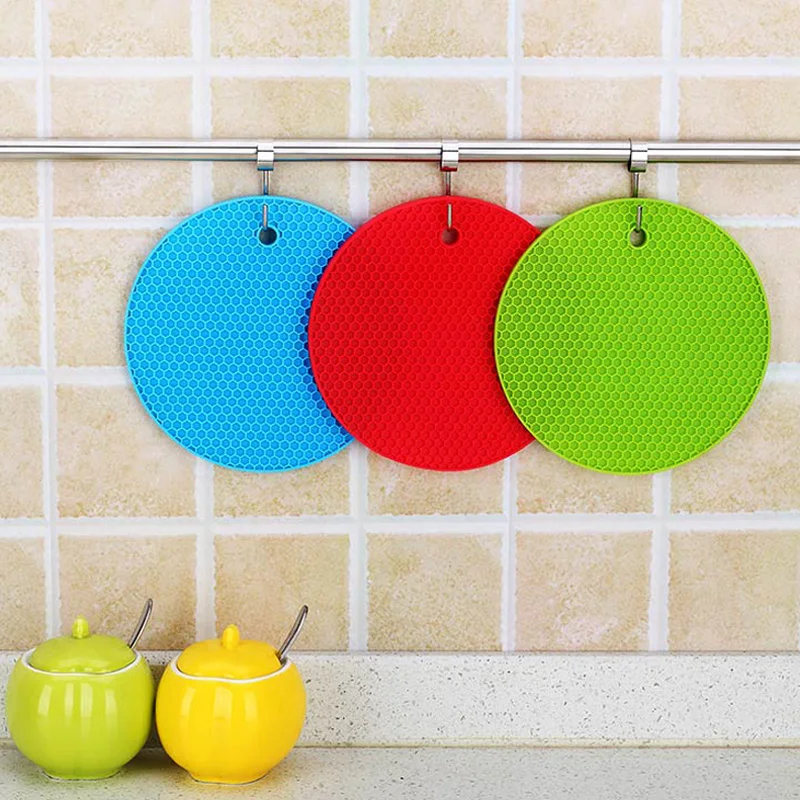 Round Silicone Table Mats Mug Coaster Heat Resistant Non slip Kitchen Mats & Pads Silicone Pot