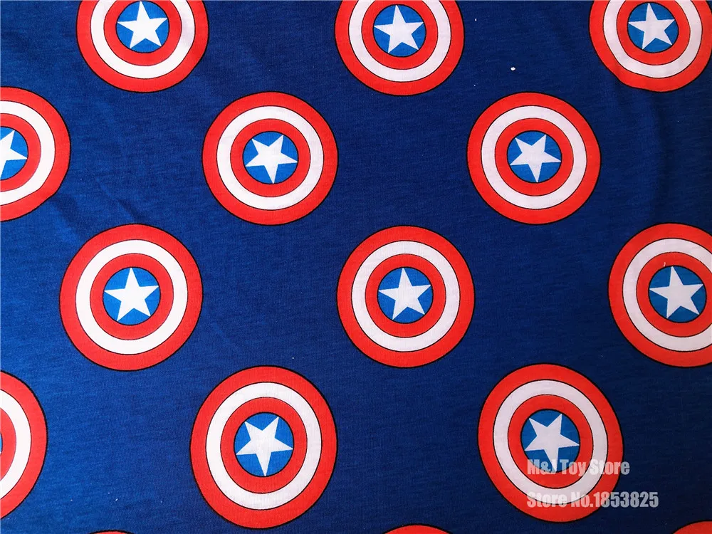 

50X188cm the Avengers Captain America Shield knit cotton fabrics Patchwork DIY boy baby cloth material Sewing T-shirt