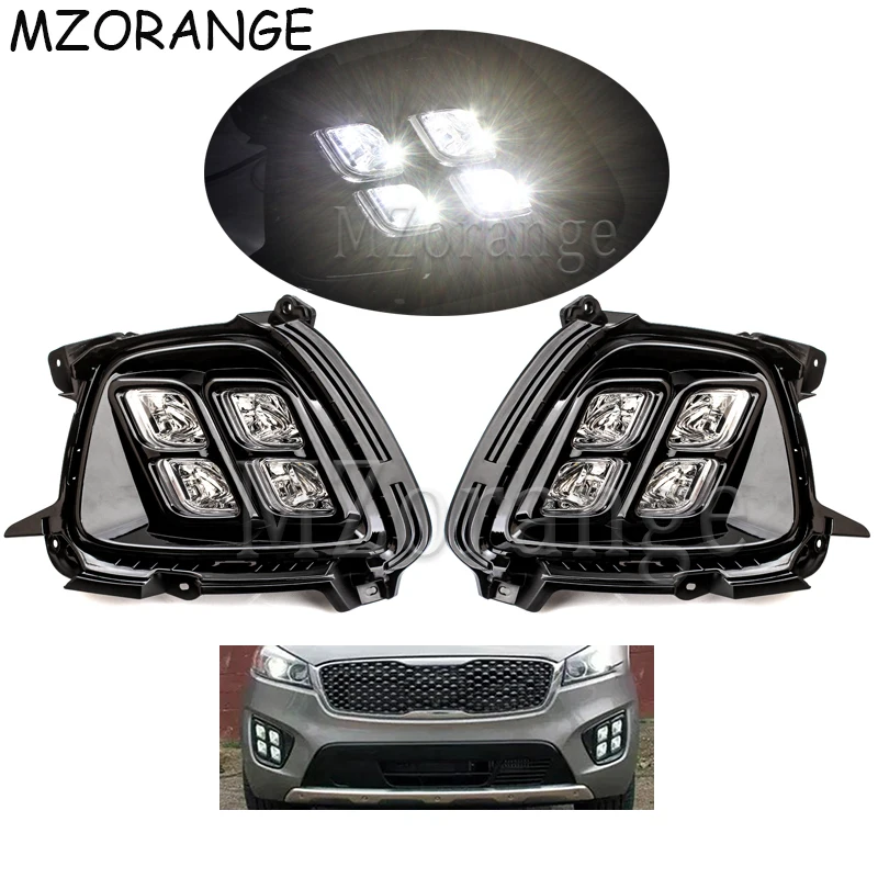 

1 Set 2PCS Daytime Running Lights For KIA Sorento 2015 2016 12V ABS Car Accessories Front Bumper Fog Lamps Driving Lights DRL