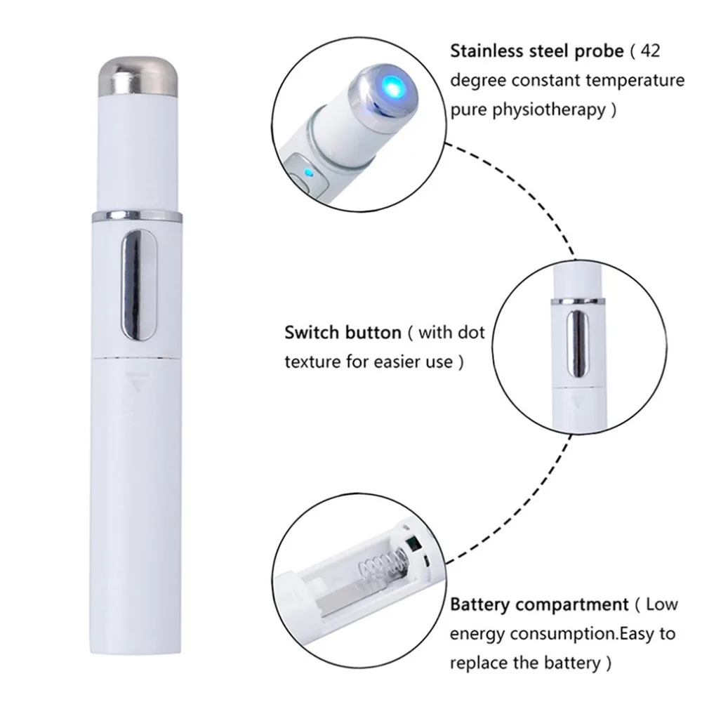 Acne Laser Pen Portable Wrinkle Removal Machine Durable Soft Scar Remover Device Blue Light Therapy Pen Massage Relax