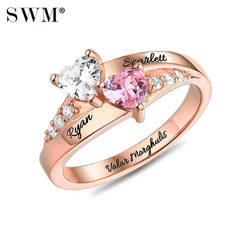 Wishrocks Simulated Birthstone Personalised Engravable Mens Band Ring 14K Rose Gold Over Sterling Silver Wishrocks Simulated Birthstone Personalised Engravable Mens Band Ring 14K Rose Gold Over Sterling Silver