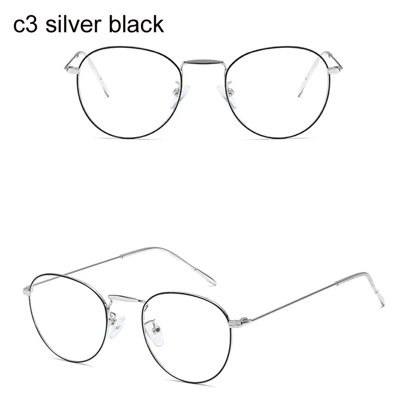 3silver black Компьютерные очки, оправа для очков, анти-синий светильник, очки, Антибликовая оправа для очков, женские круглые прозрачные линзы, поддельные очки - Цвет оправы: 3silver black