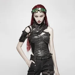 Punk Rave Mujeres Punk Negro Cuero Sintético Bandolera Corsé Tops Moda Sexy Club Party Chaleco de Verano Streetwear Punk Rave Mujeres Punk Negro Cuero Sintético Bandolera Corsé Tops Moda Sexy Club Party Chaleco de Verano Streetwear