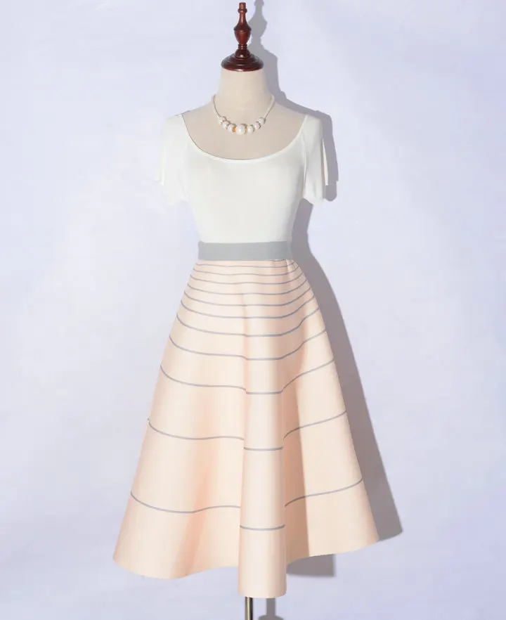 ArtSu стильная юбка-пачка в стиле Одри Хепберн, макси юбки, зимняя свободная плиссированная юбка, женские вечерние юбки с принтом, ASSK20056 - Цвет: 12 Apricot Striped