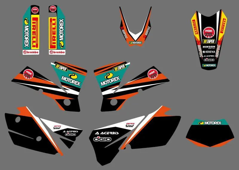 0554 новая команда графика и фоны наклейки Наклейка для KTM EXC 125/200/250/300/400/450/525/2004