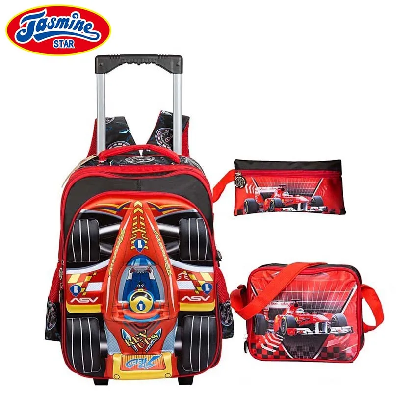 JASMINESTAR 3PCS Wheeled Bag Children School Backpack Boy Trolley