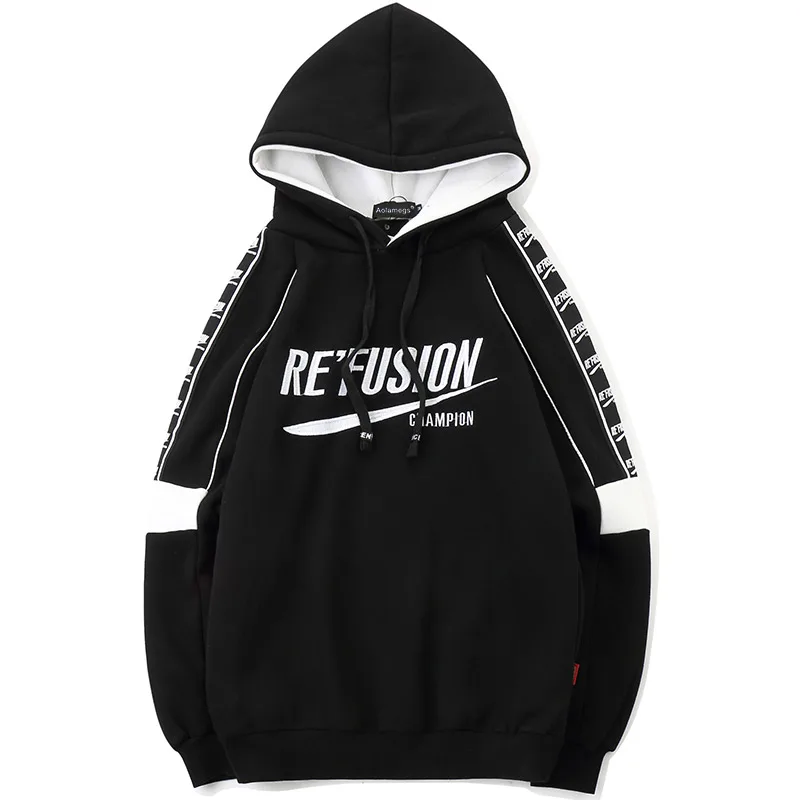 

Hoodies Men Letter Fleece Thick Hooded Pullover Sweatshirt Men High Street Fashion Hip Hop Hoodie Autumn Streetwear couple wear
