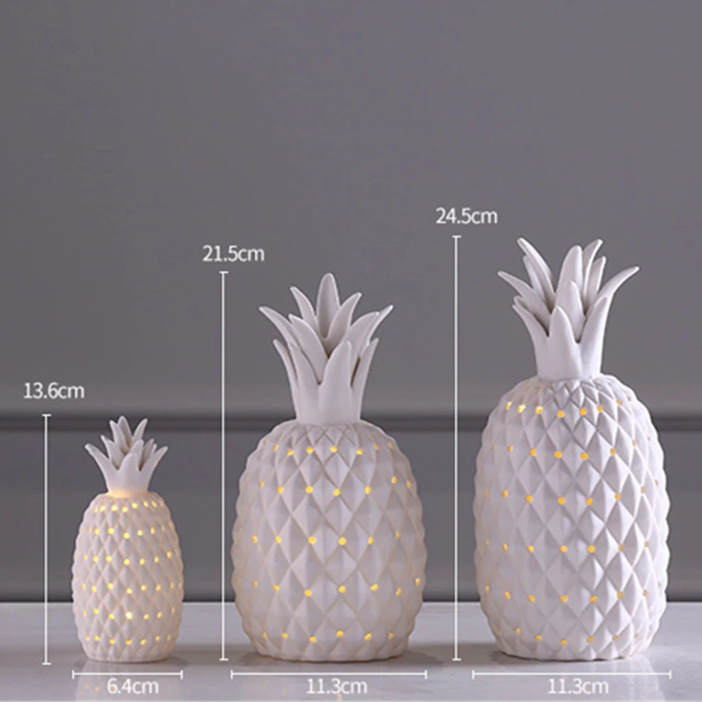 Decorative Ceramic Pineapple LED Light Craft Desk Ornament Home Decor