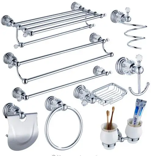 Aliexpress Modern Clear Crystal Bathroom Accessories Sets Modern Clear Crystal Bathroom Accessories Sets Silver Polished Chrome Products Solid Br Hardware