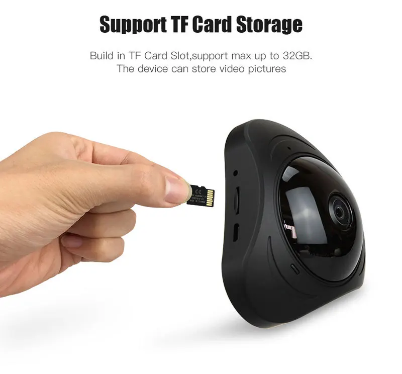 Wide Angle Security WIFI Camera Wireless Fisheye IP Camera Intelligent Auto Tracking Wireless Wifi Smart Camera TF Card CM.HY
