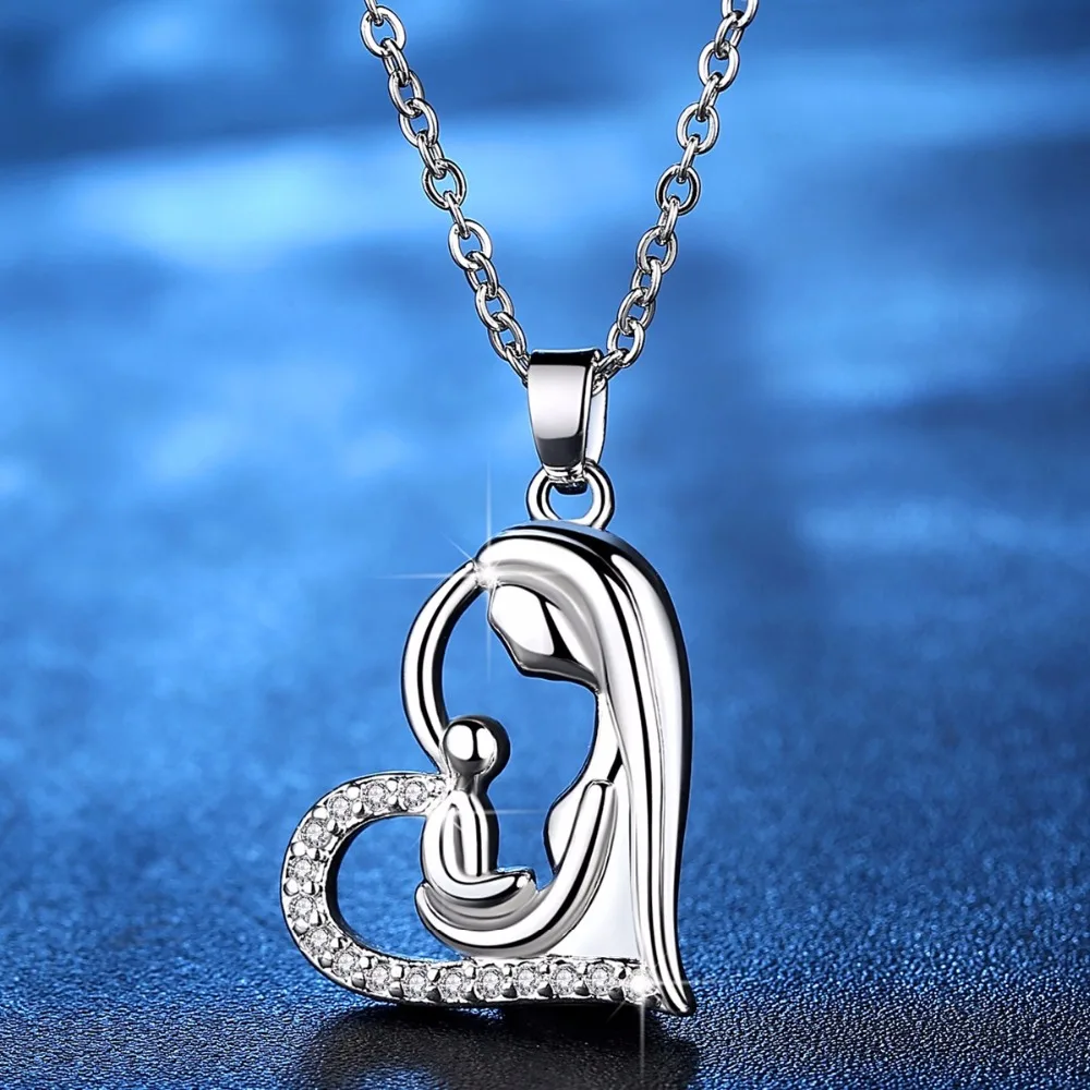 Mother & Child Pendants Necklaces Mother Love Fine Jewelry Women Mother