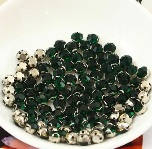 Больше цветов 6 мм пришить D коготь стразы стеклянные чатоны в металлические когти установка кристаллов и камней для DIY аксессуары - Цвет: dark green