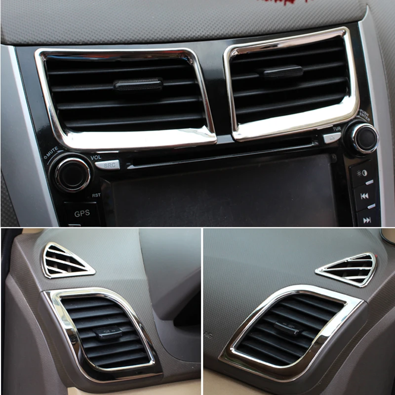 

6 pcs packaged. ABS chrome for Hyundai Solaris Verna Accent sedan hatchback 2011-2015 outlet air conditioning