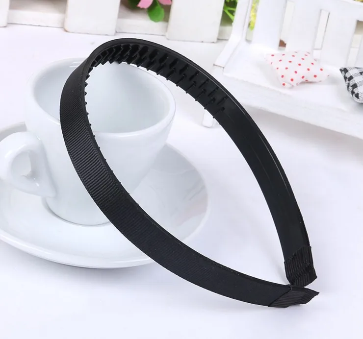 15mm black Ribbon Lined plastic Black Headband with Teeth Headwear hair