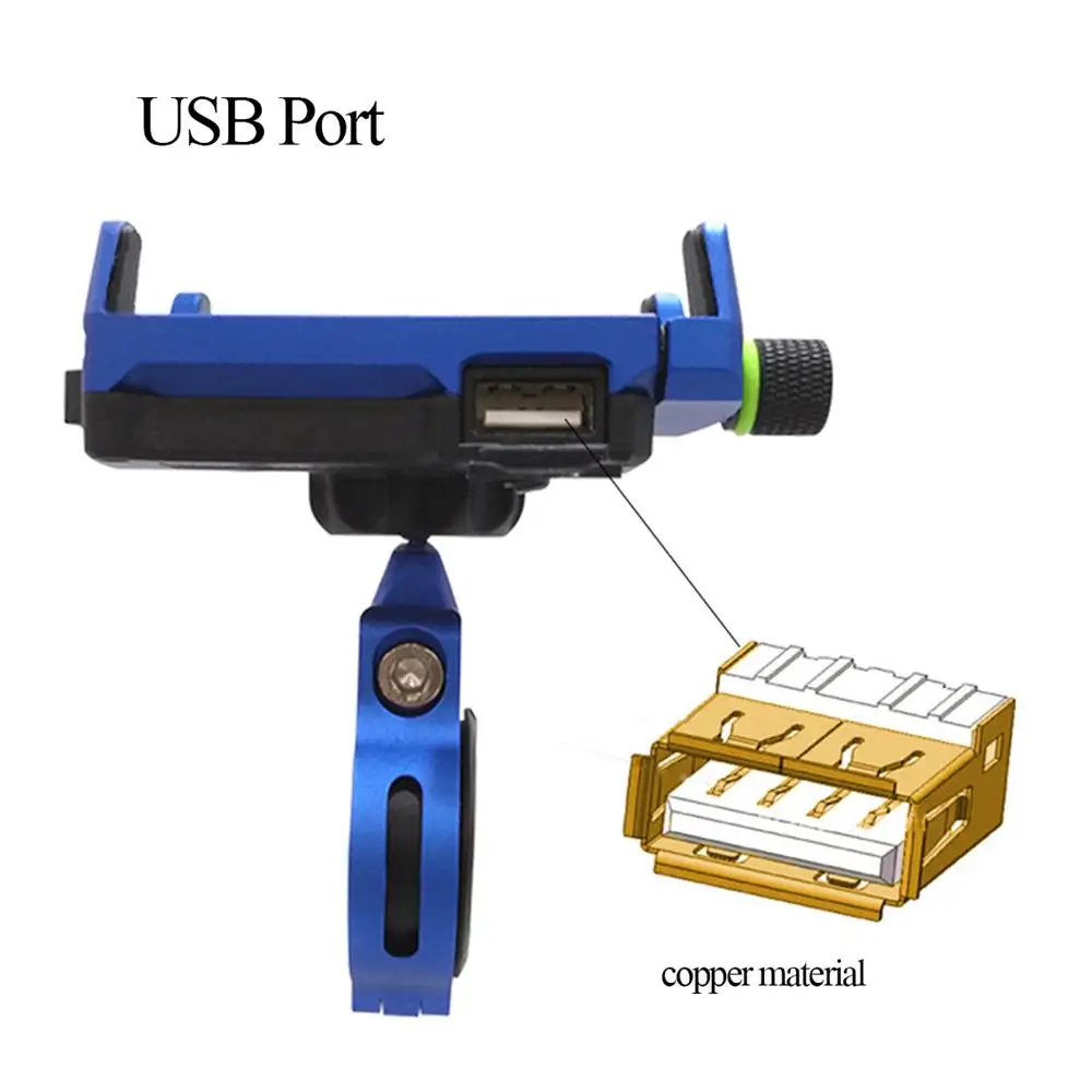 Universal Motorcycle Phone Holder Aluminum Alloy With USB Charger Modified Mobile Phone Holder Motorbike Mountain Bike Holder