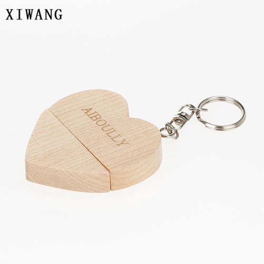 

USB flash drive 128gb wood love heart usb memory Pendrive usb 2.0 4GB 8GB 16GB pen drive 32GB 64GB usb disk with box custom logo