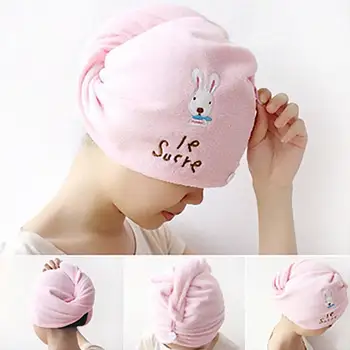 

New Cartoon Rabbit Women Water Absorption Quick Drying Head Hair Towel Shower Cap