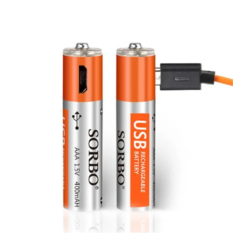 2PCS SORBO 1.5V 400mAh Rechargeable AAA Battery with 4 In 1 Charger