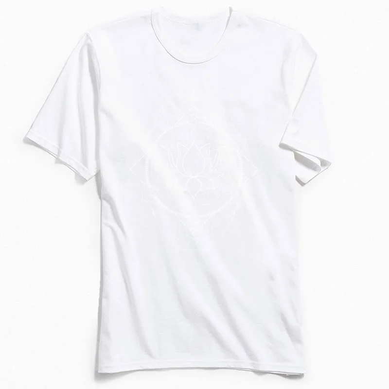 Lotus of Life Men 2018 New Gift Tees Crew Neck Mother Day Pure Cotton T-shirts Design Short Sleeve Tee Shirts Top Quality Lotus of Life white
