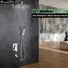 Robinet mitigeur de bain en laiton, ensemble de douche mural, trois fonctions, boîte intégrée, robinet mitigeur avec douchette à main et bec ► Photo 2/6