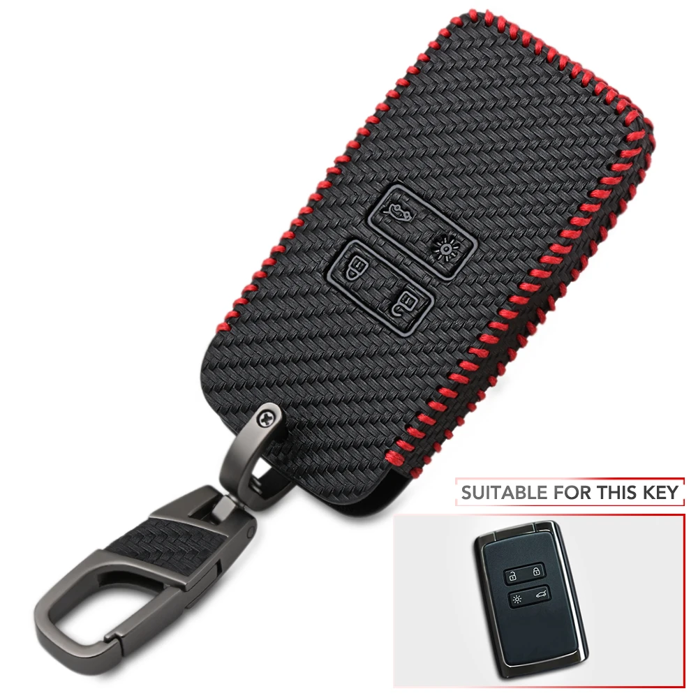 

Leather Car Key Case Remote Protector Cover For Renault Koleos Kadjar Megan 2016-2017 Holder Shell Smart Key
