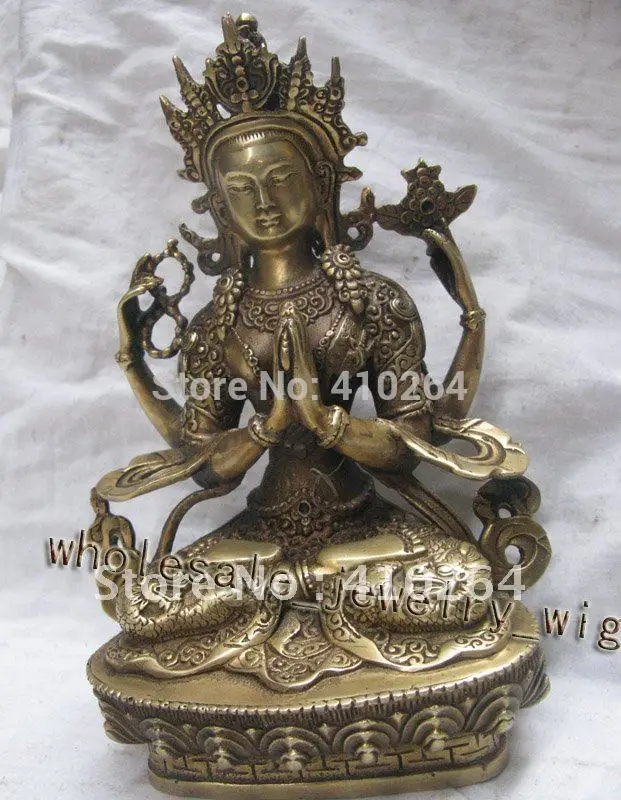 

beautiful Four arm Buddhism buddha bronze statue