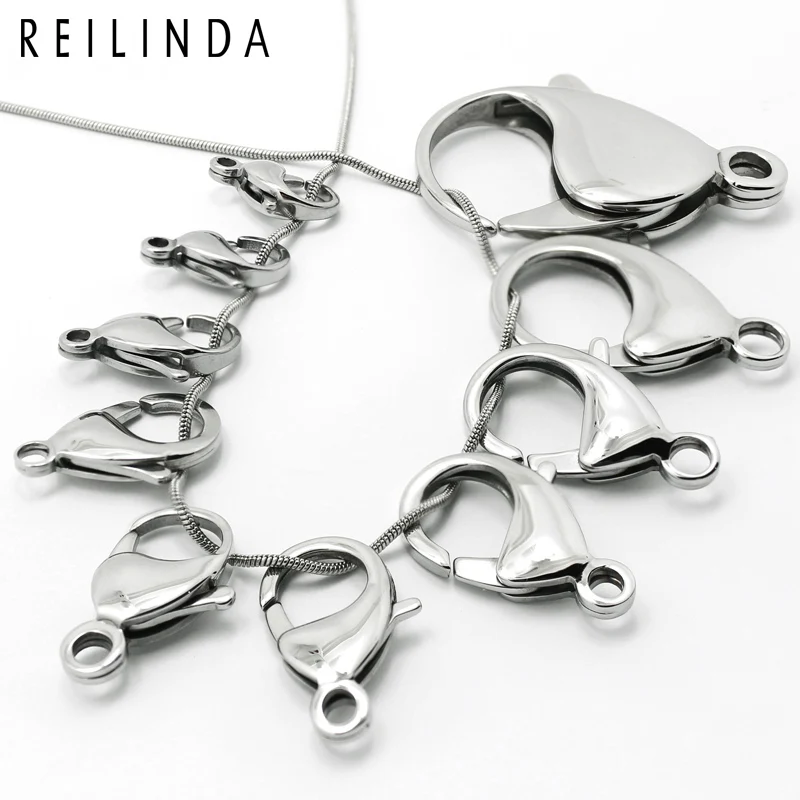 Stainless Steel Jewelry Findings Lobster Clasps Necklace Bracelet