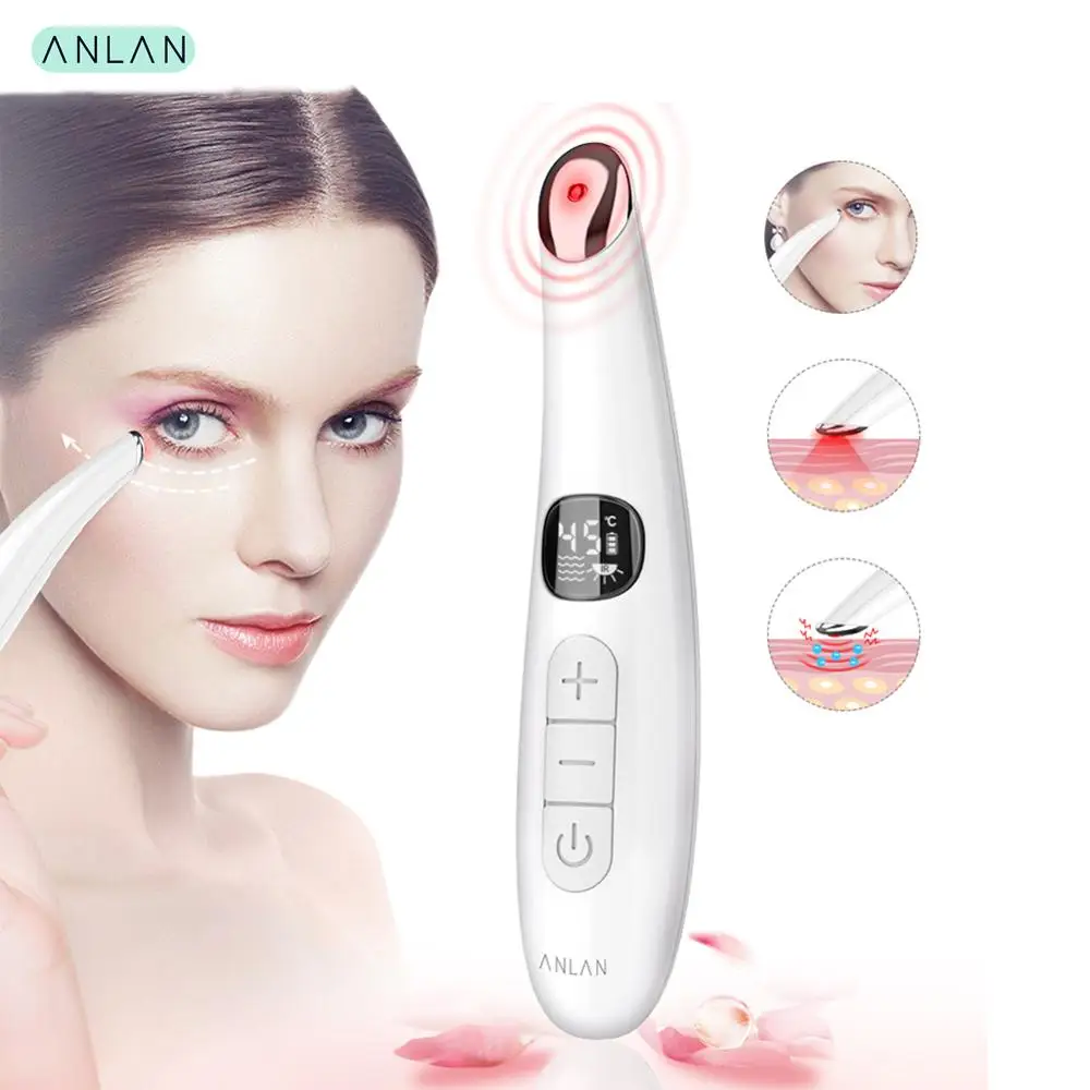 Skup Anti Age masażer do oczu, ANLAN przeciwzmarszczkowy masażer do oczu Relax oczy regulowany 37 45 ℃ gorący masaż z wyświetlaczem LCD, USB Rechargea