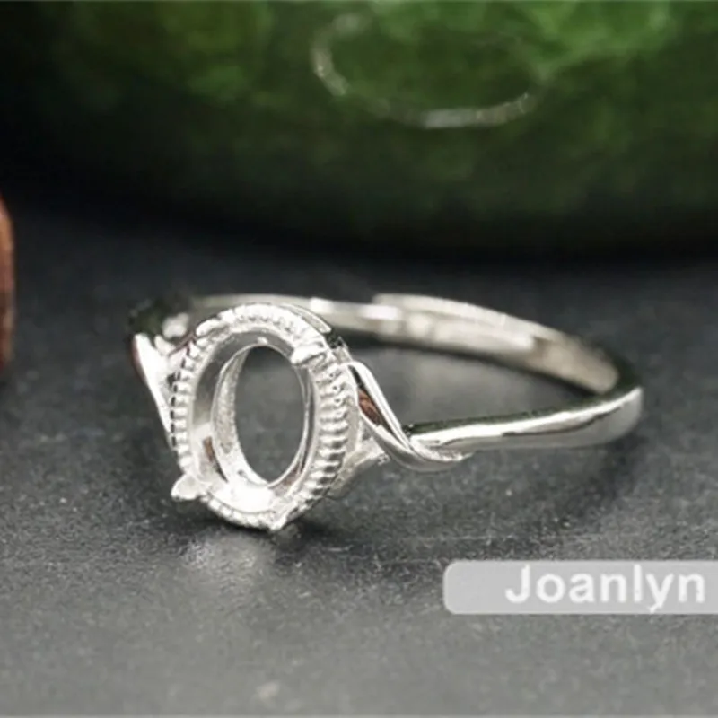 

Ring Setting for 6x8mm Oval Cabochons or Faceted Gemstones White Gold Plated 925 Silver Zircon Adjustable Band Ring Blank JZ360