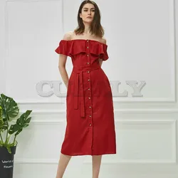 CUERLY women cotton linen strapless dress trending styles fashion summer sexy beach dress with belt short sleeve CUERLY neck 3H5 CUERLY women cotton linen strapless dress trending styles fashion summer sexy beach dress with belt short sleeve CUERLY neck 3H5