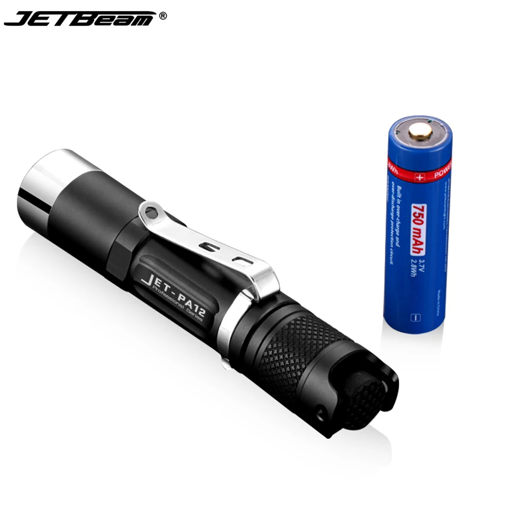 

JETBeam PA12 Small Tactical Flashlight Cree XPG3 max 780 lumen beam distance 142 meter Smart Switch Torch with 750mAh battery