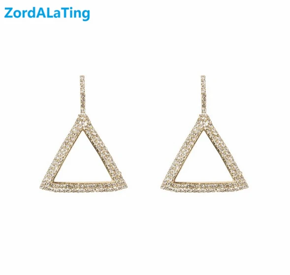 

S925 Silver needle 2019 new fashion exaggerated long earrings for women personality triangle set rhinestone pendientes bijoux