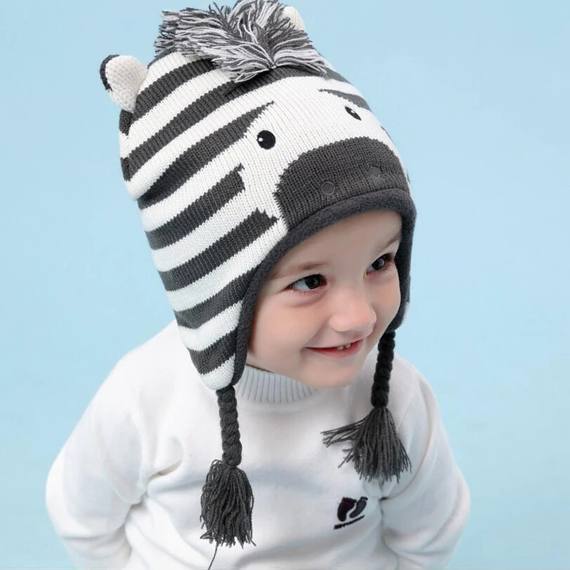 Recien Nacido beb/é Punto Sombrero Dibujos Animados Lindo Sombrero de Lana ni/ños ni/ñas Gorro de Bola de Pelo oto/ño e Invierno Casual Sombrero c/álido