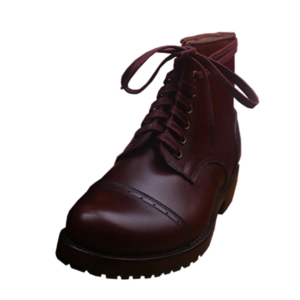 48 Cuero Suela Welted Hombre Lujo Goma vino Trabajo Tobillo Para De Tinto Brown Genuino Gruesa Goodyear 36 Borgoña Dark Sipriks Con nYp4wavx