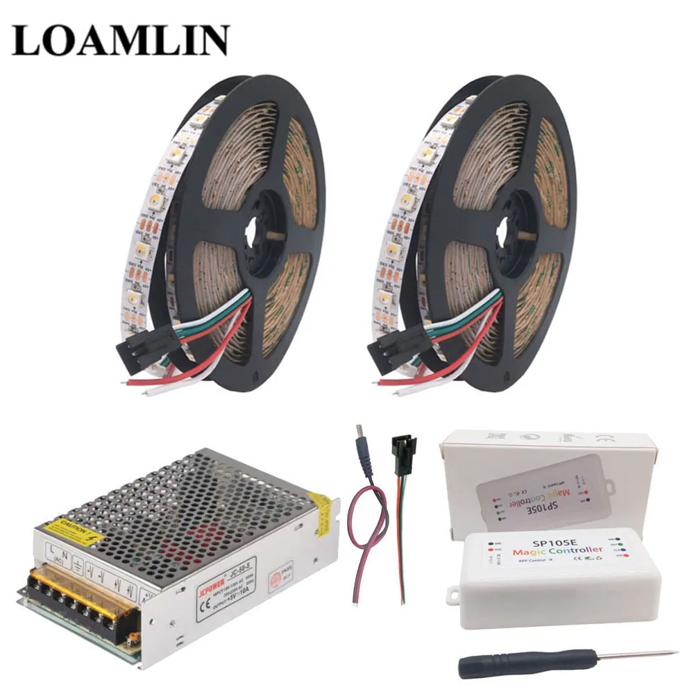 SK6812 RGBW Светодиодная лента + SP105E Bluetooth RGB светодиодный контроллер DC5V блок питания 5