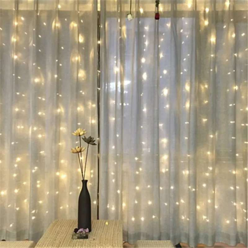 

Fairy 6x3m LED Curtain String Light New Year Christmas garland Wedding Party lighting lamps luminaria chandelier garden decor