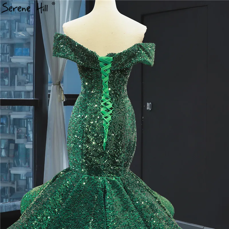 Новейший дизайн, зеленые сексуальные свадебные платья русалки с открытыми плечами, блестящие свадебные платья, реальное изображение, HM66886