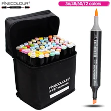 FINECOLOUR 36 48 60 72 цвета художника двуглавый кисть манга маркеры спиртовой Эскиз маркер для дизайна и художников