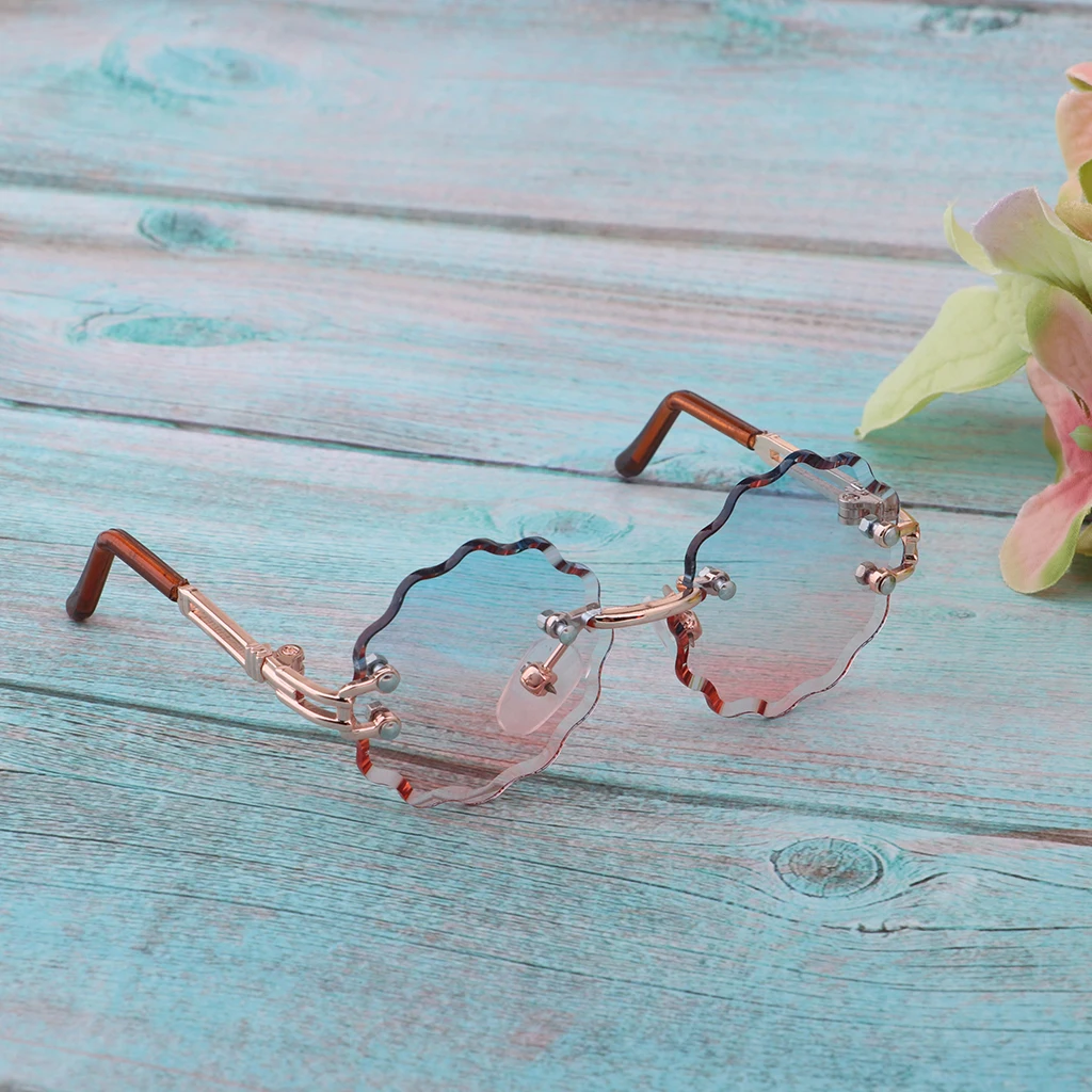 12inch Fashion Doll Clothing Accessory Metal Frame Glasses Wave Lens Sunglasses For Monster High Doll Dress-up Blue Pink Lens