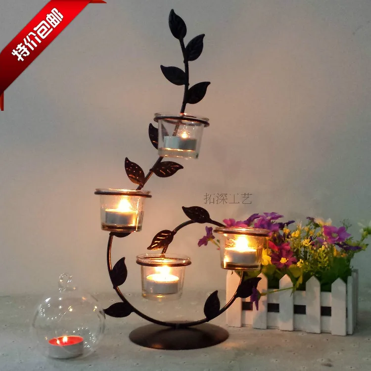 Romantic Candlelight Dinner, Wrought Iron Candlestick Roses Candle