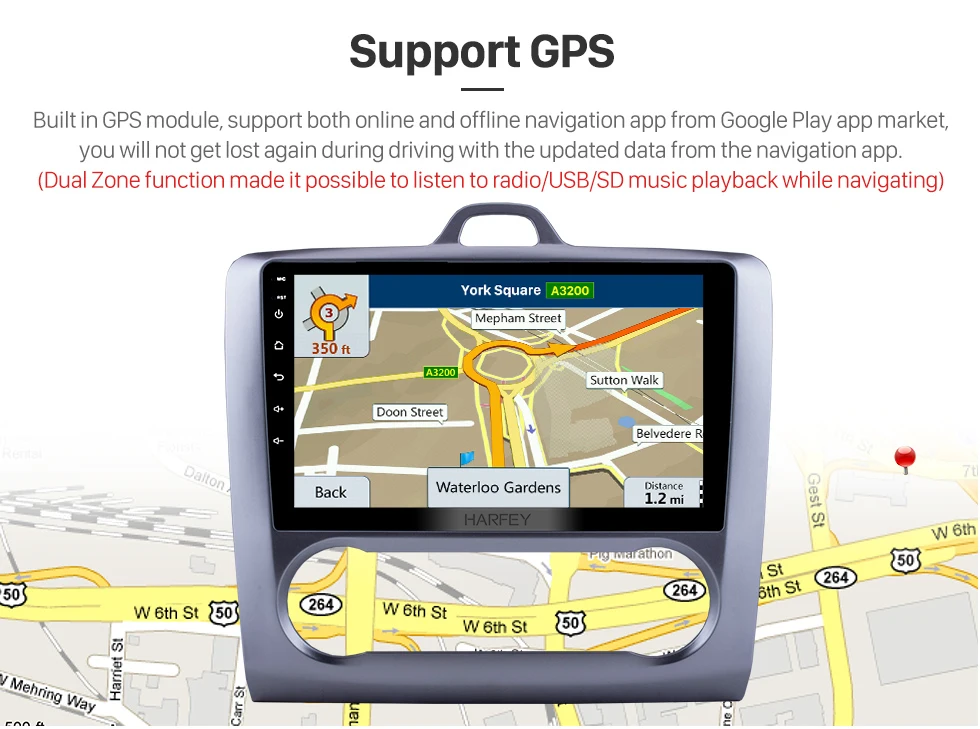 Best Harfey 9" HD Touchscrren Android 8.1 for Ford 2004-2011 Focus Exi AT Radio with GPS Navigation WIFI Bluetooth multimedia player 7