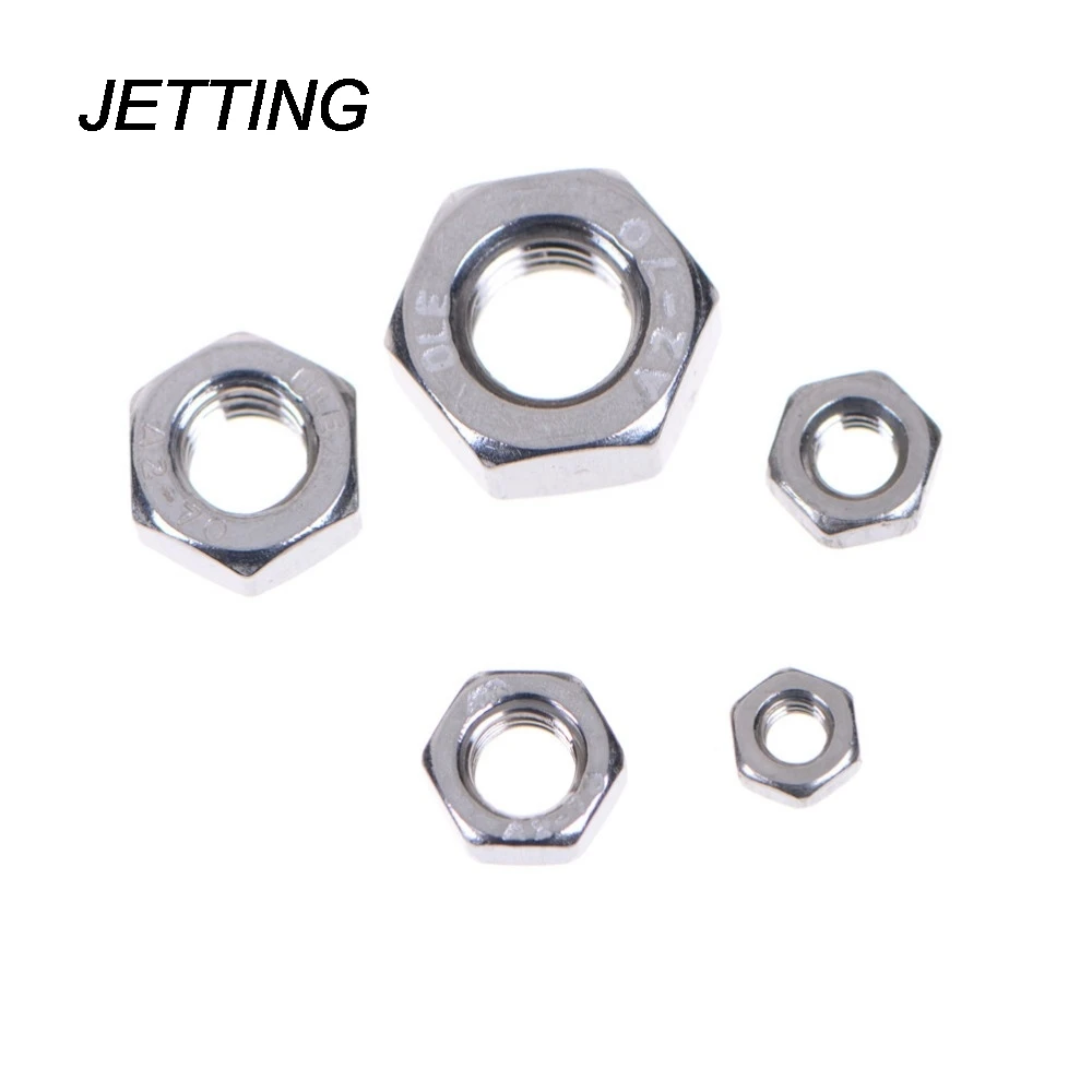 

JETTING Hot Selling 10Pcs/set DIN934 M3-M8 304Stainless Steel Hex Nut Hexagon Nuts Metric Thread Set
