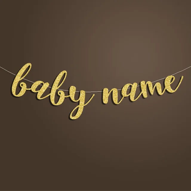 us 4 89 baby with personalized name banner boy or girl birthday party decor baby shower announcement gold glitter decorations supplies in banners birthday name banner